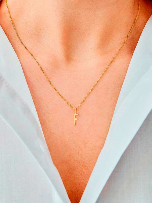 Hovedbilde Letter 10mm for initial necklace A-Z (18K Goldplated) - F