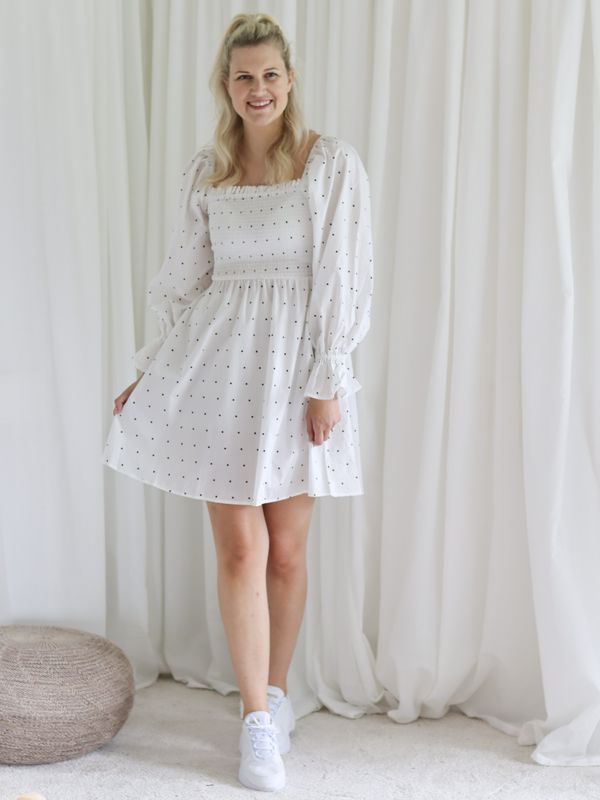 Balloon Sleeve Smocked Dress